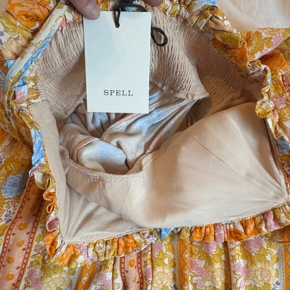 SPELL Enchanted Wood Strappy Maxi Dress - MED - NWT - Picture 8 of 11